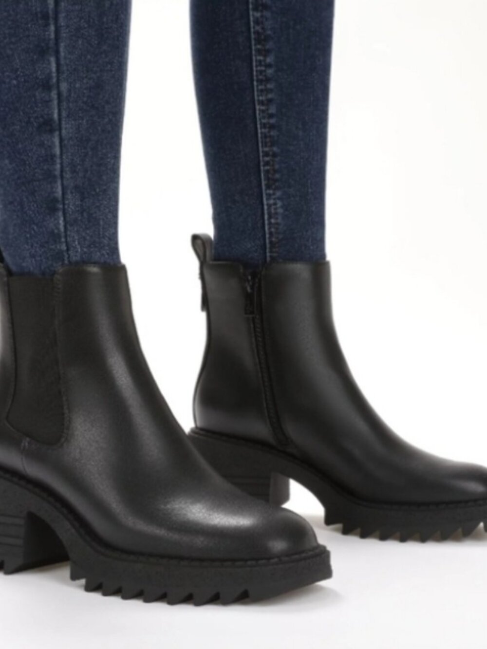 C22 Sam And Libby Boots Womens Lugsole Zip Chelsea Ankle Boot Black